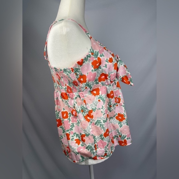 Free Assembly floral print women’s Tank top with tie front. Women’s size M - Picture 5 of 14